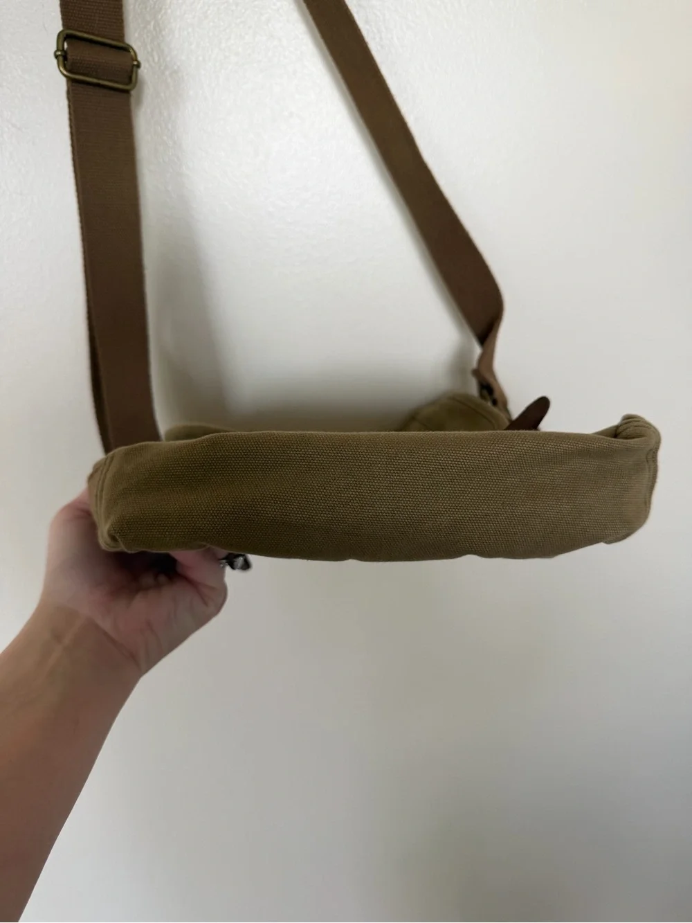 GOOTIUM Camel Khaki Tan Messenger Satchel Canvas Leather Bag